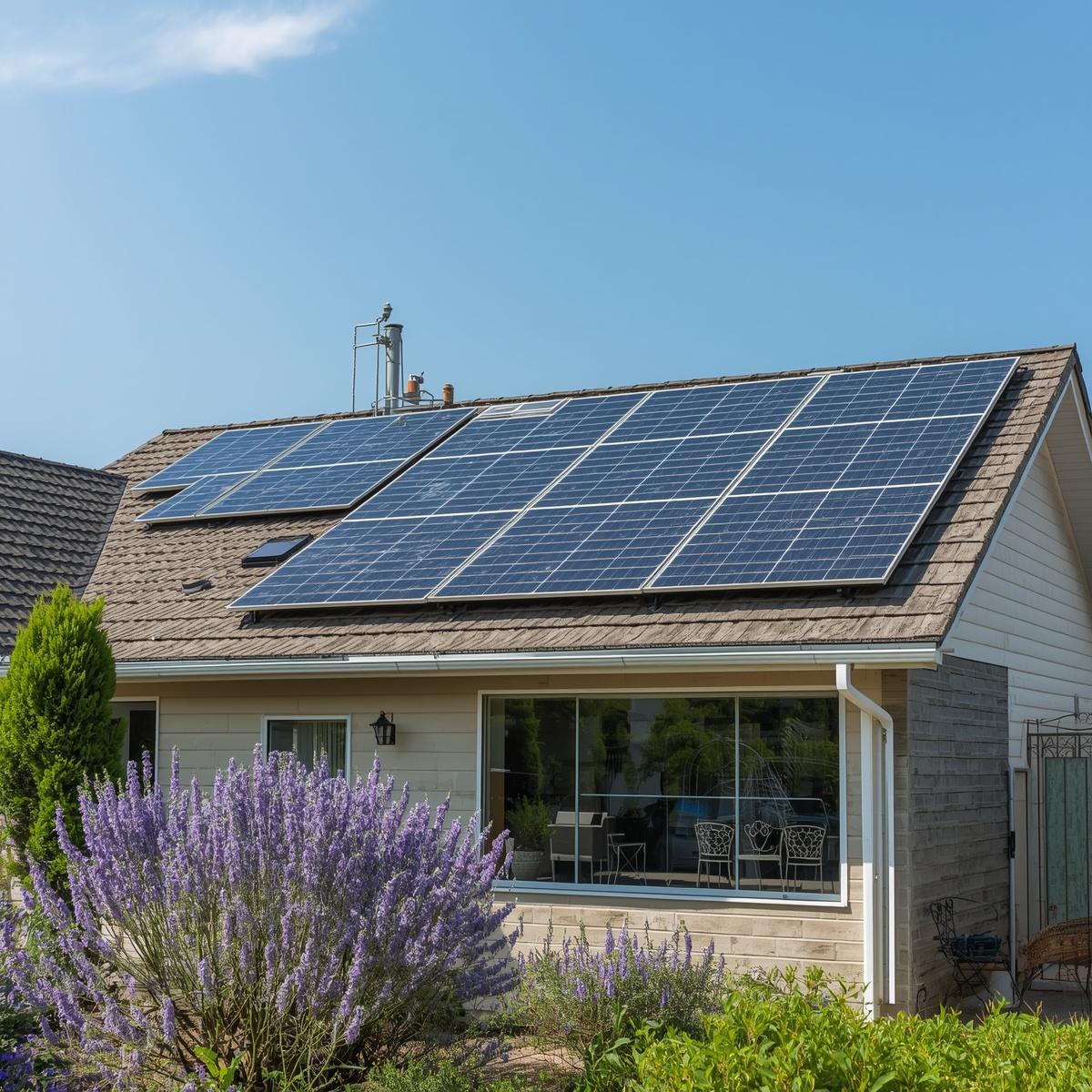 Solar panel installation on rooftop
